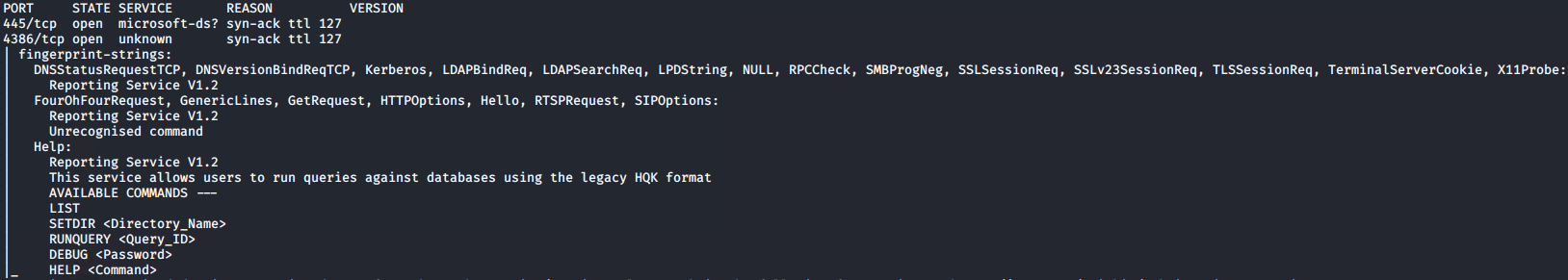 NMAP results