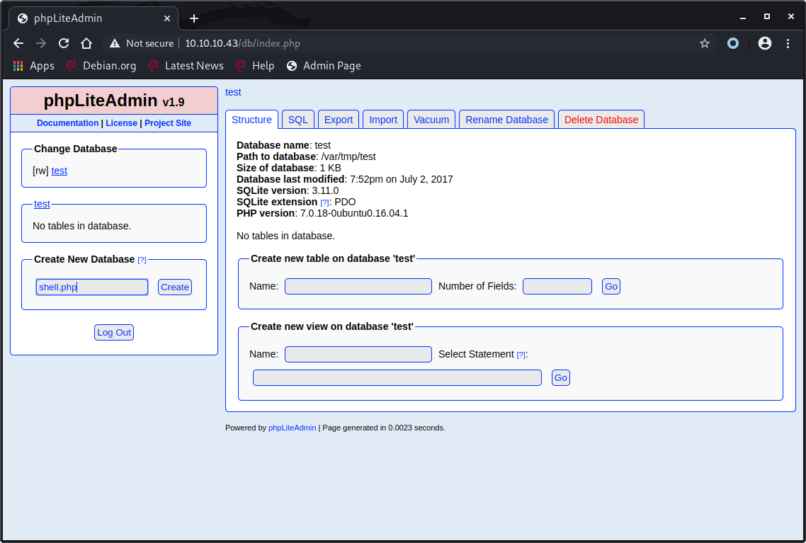 Create database