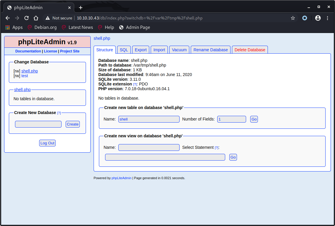 Create table