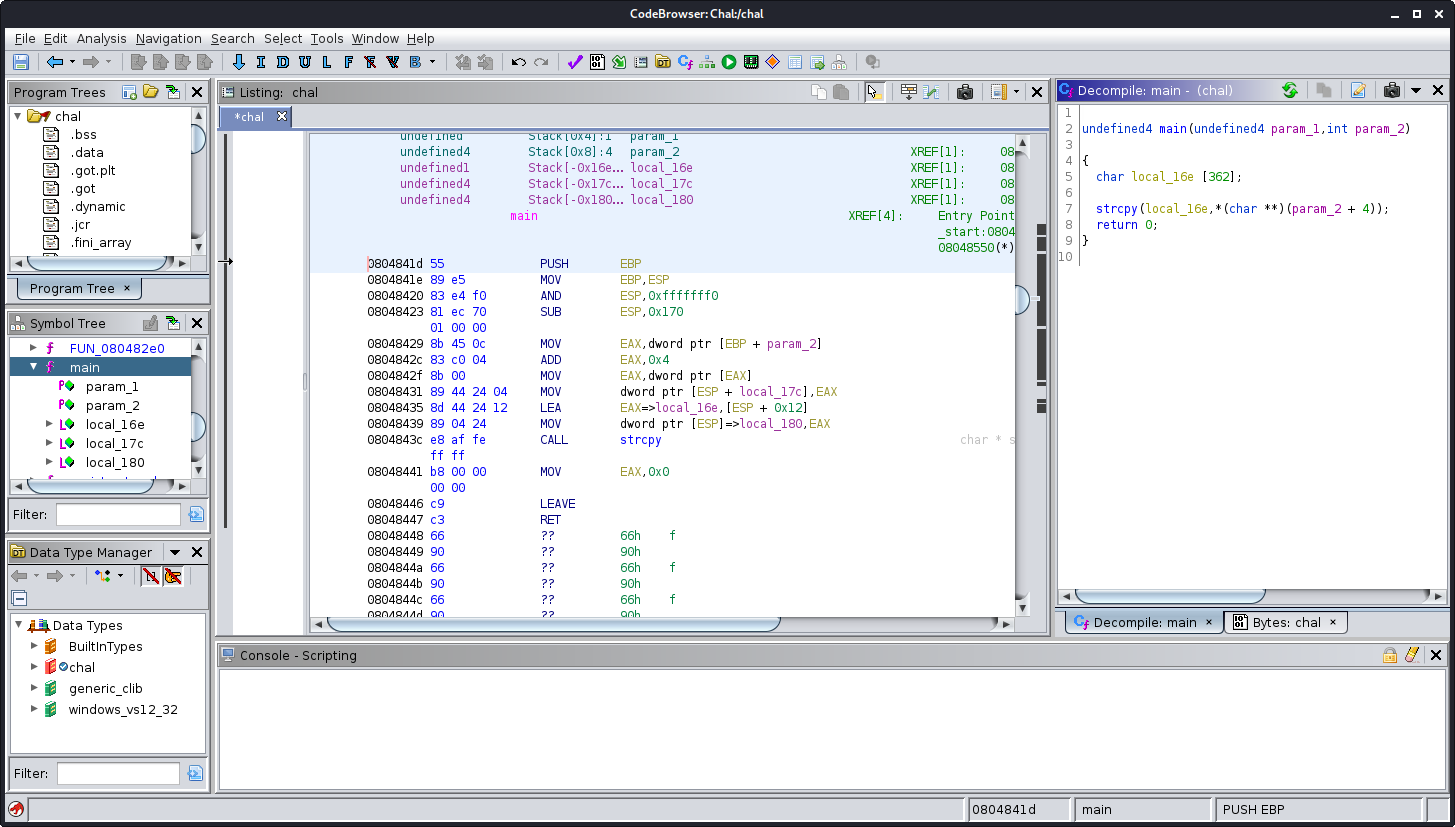 Ghidra main decompiled